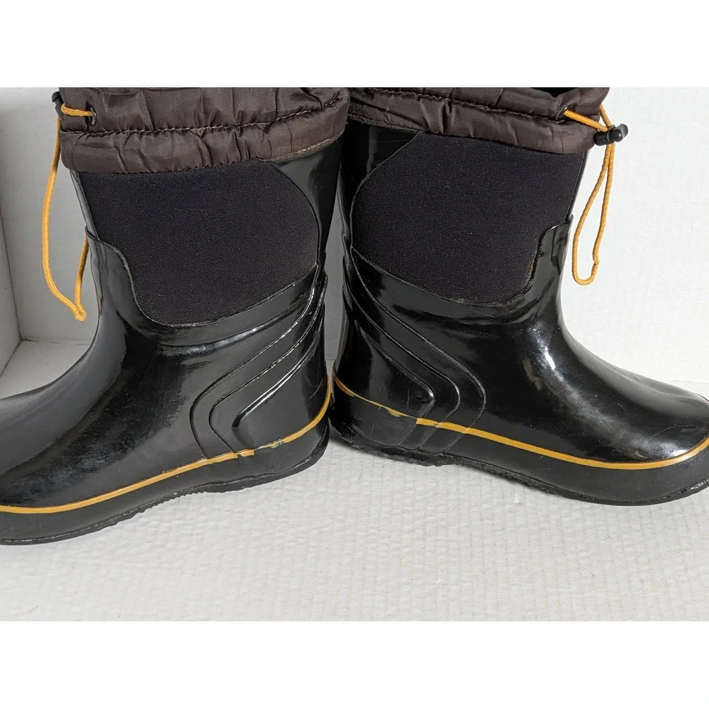 BOGS McKinley Kids Winter Snow Boots Black Yellow Size 2 Waterproof -30°